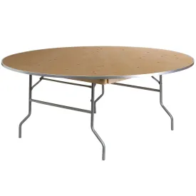 6-Foot Round HEAVY DUTY Birchwood Folding Banquet Table with METAL Edges