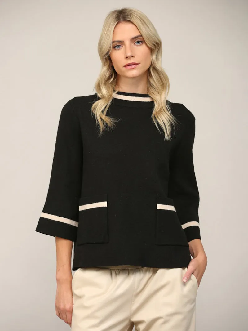 Aurora Spark Mock Neck Sweater - Black