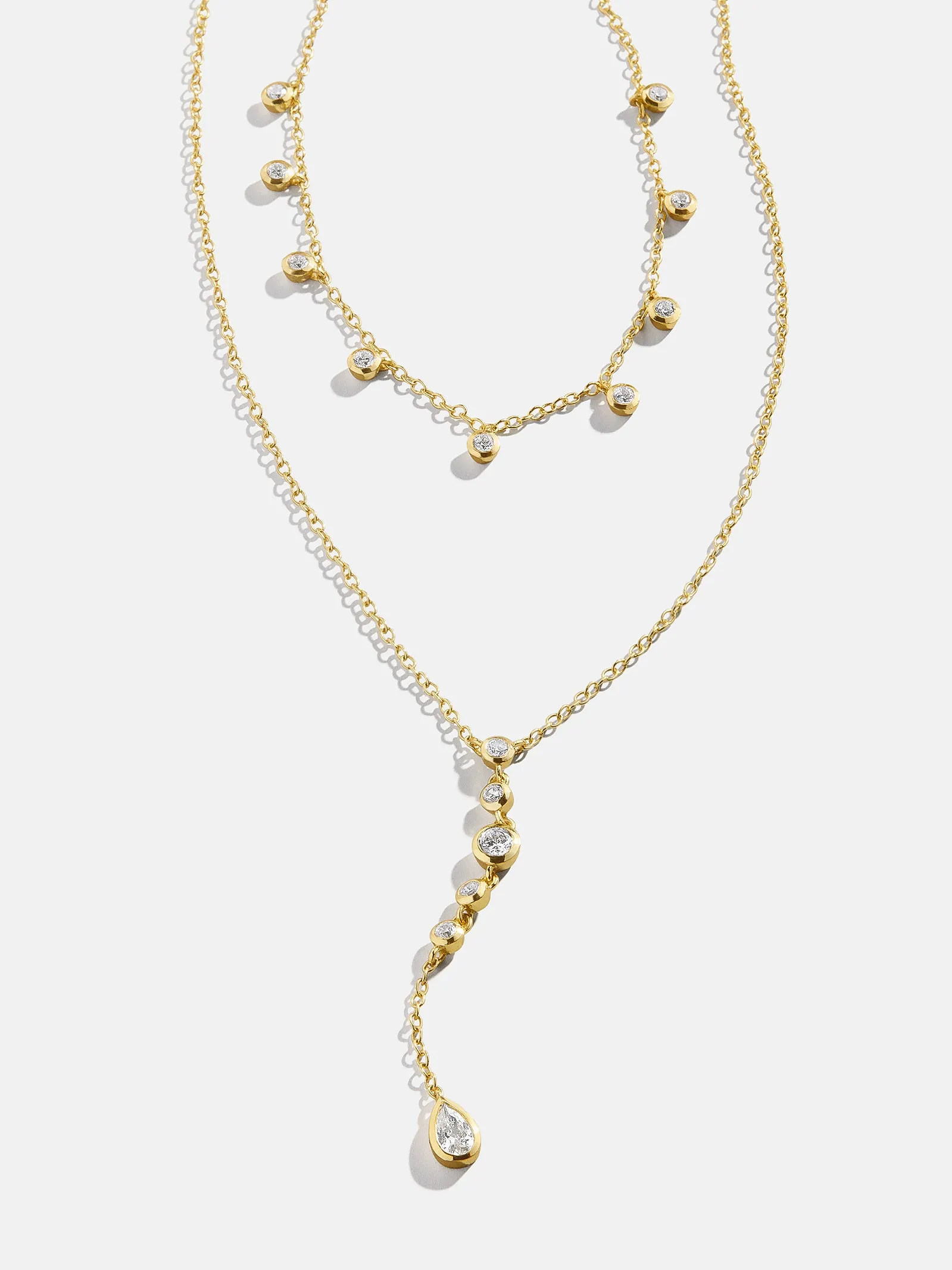 Camilla 18K Gold Layered Necklace - Clear/Gold