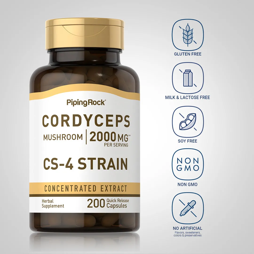 Cordyceps Mushroom, 2000 mg (per serving), 200 Quick Release Capsules