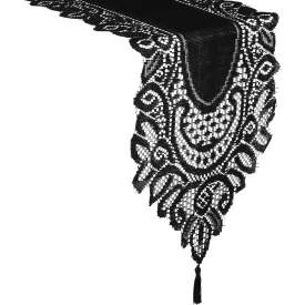 Crochet Lace Table Runner - Black