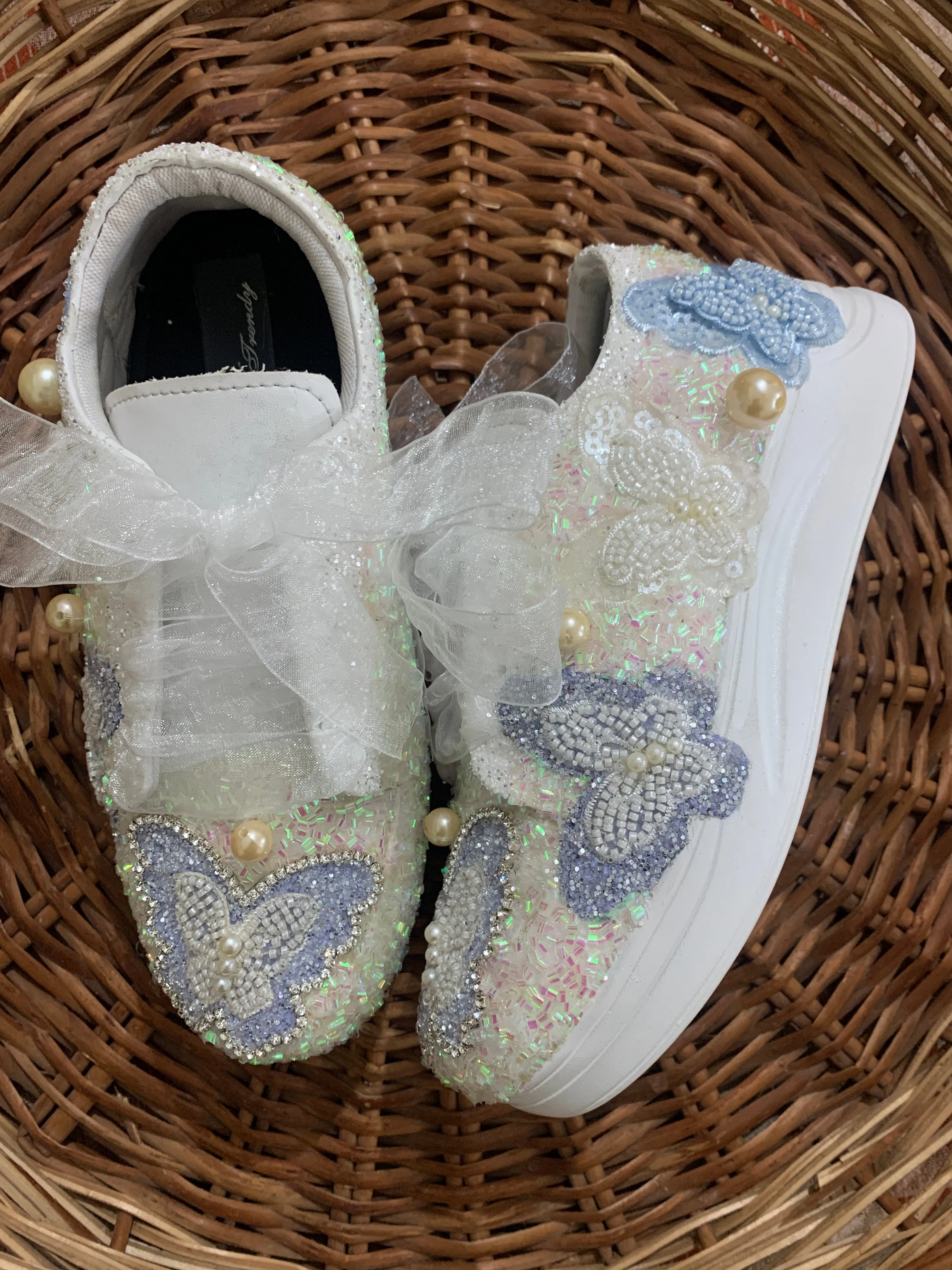 FUNKY N TRENDY butterfly sneakers/ hand work sneakers for brides / bridesmaids