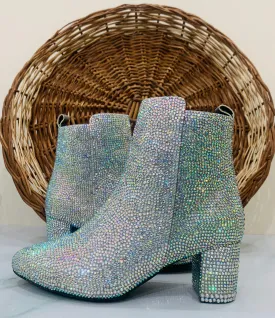 FUNKY N TRENDY Hand crystalized rhinestone boots for brides / bridesmaids/ silver boots / boots / rhinestone boots