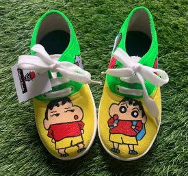 Funky N Trendy hand painted water resistant shinchan theme yellow casual shoes