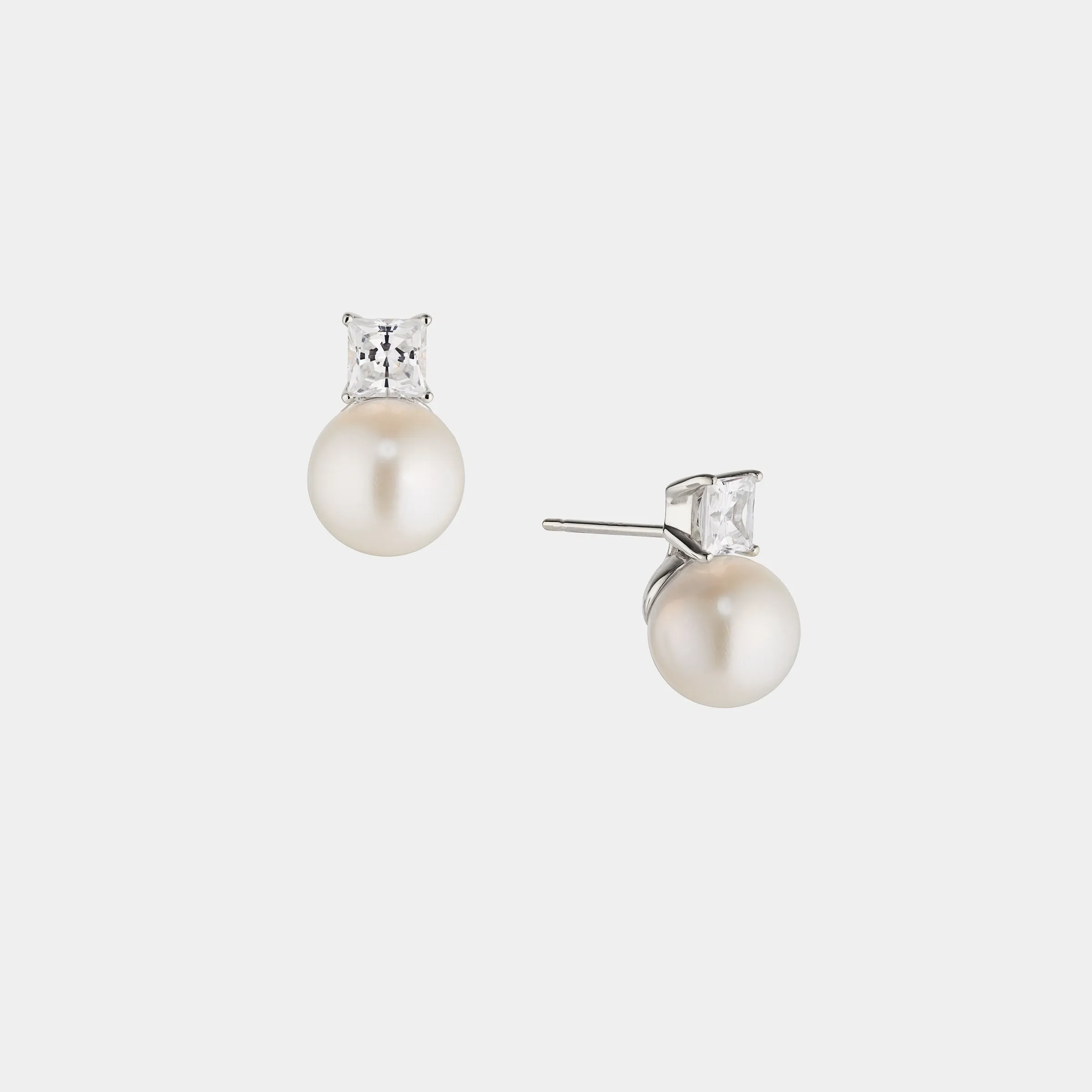 GENUINE FRESHWATER PEARL AND CZ EARRINGS