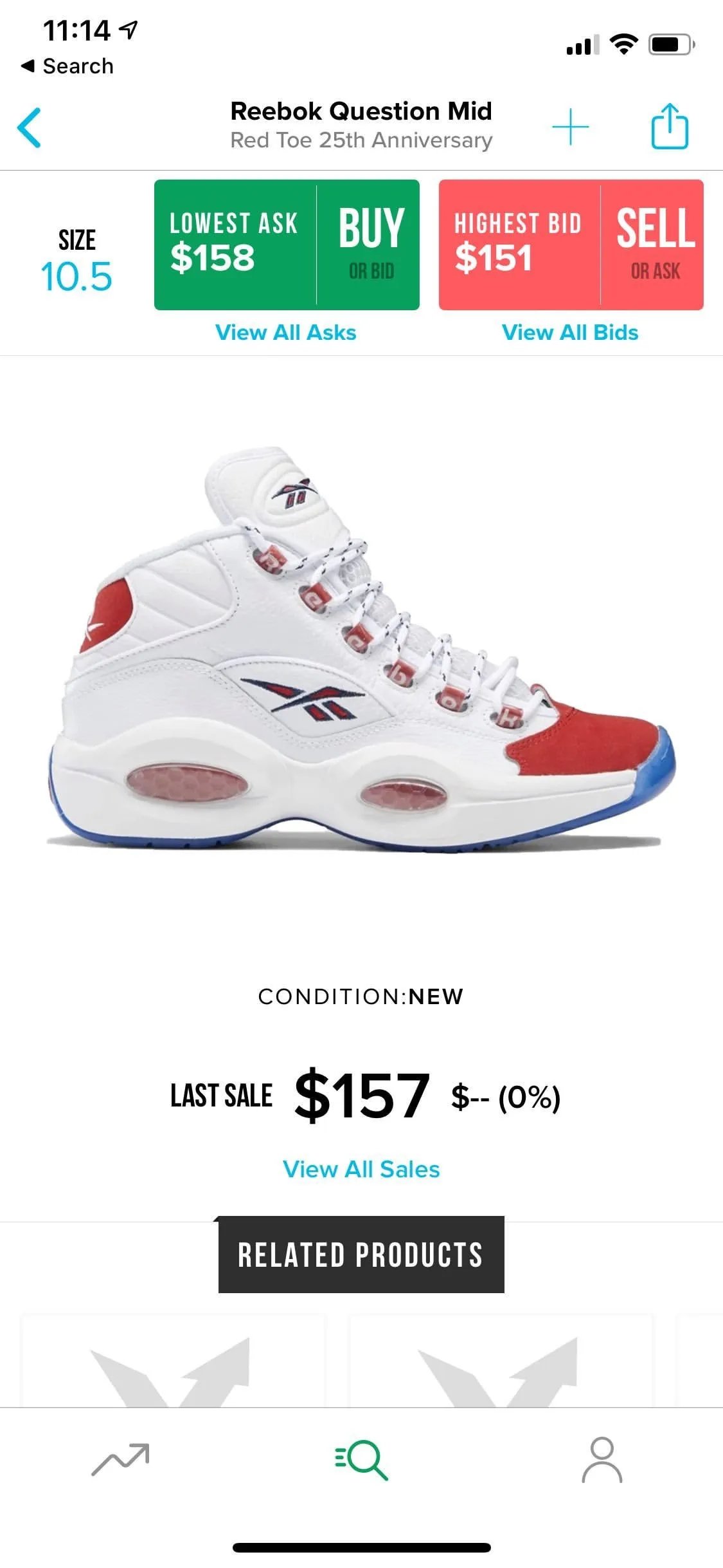 Men's size 10.5 Reebok Question High - Big Daves Theme - Custom Order