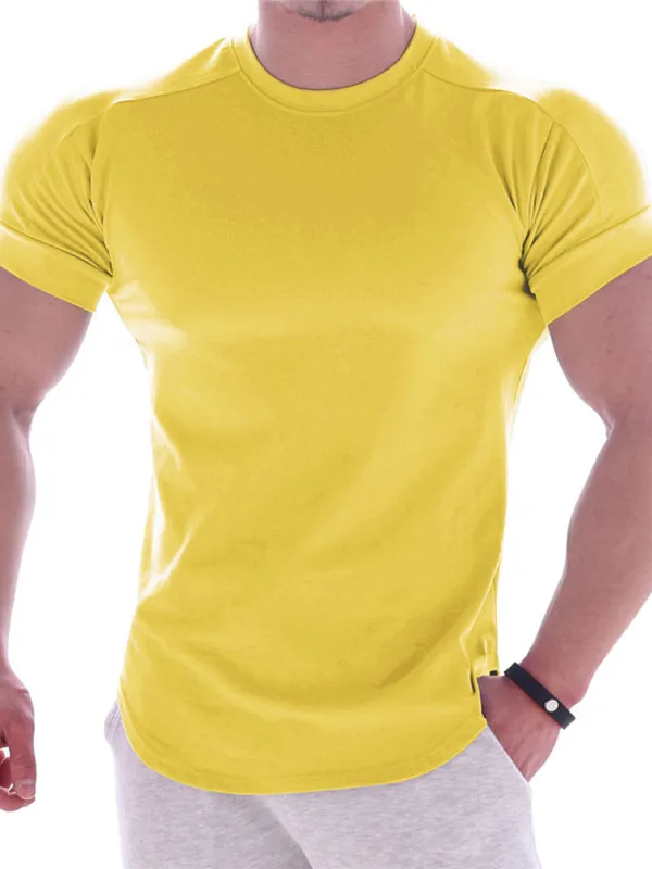 Men's Solid Color Workout Ready Compression Short-sleeve T-shirt