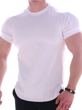 Men's Solid Color Workout Ready Compression Short-sleeve T-shirt