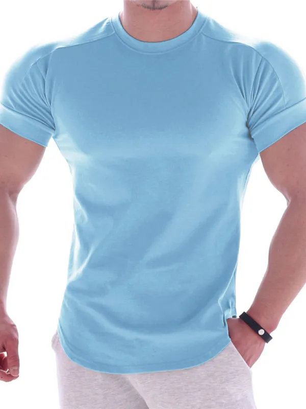 Men's Solid Color Workout Ready Compression Short-sleeve T-shirt