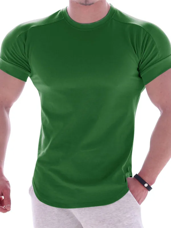 Men's Solid Color Workout Ready Compression Short-sleeve T-shirt