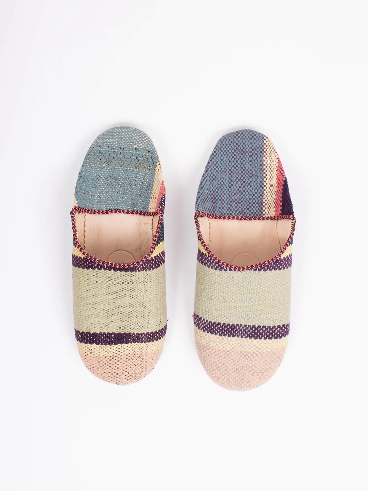 Moroccan Boujad Basic Babouche Slippers, Nordic Stripe