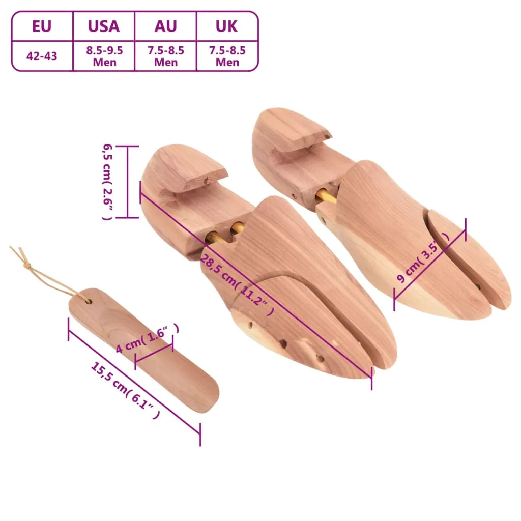 Shoe Stretcher with Shoe Horn EU 42-43 Solid Wood Cedar