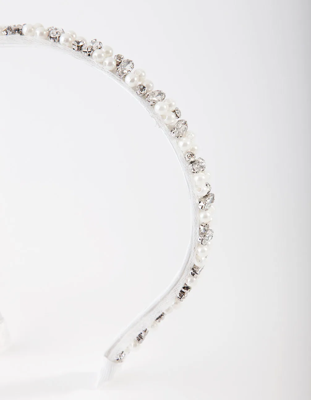 Silver Trim Pearl & Crystal Headband