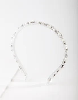 Silver Trim Pearl & Crystal Headband