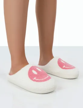 Smile Pink Printed Smiley Face Slippers