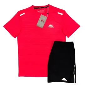 Trailberg Cloud T-Shirt / Shorts Set - Crimson / Black