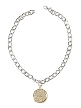 Two-Tone Padre Nuestro Pendant Necklace