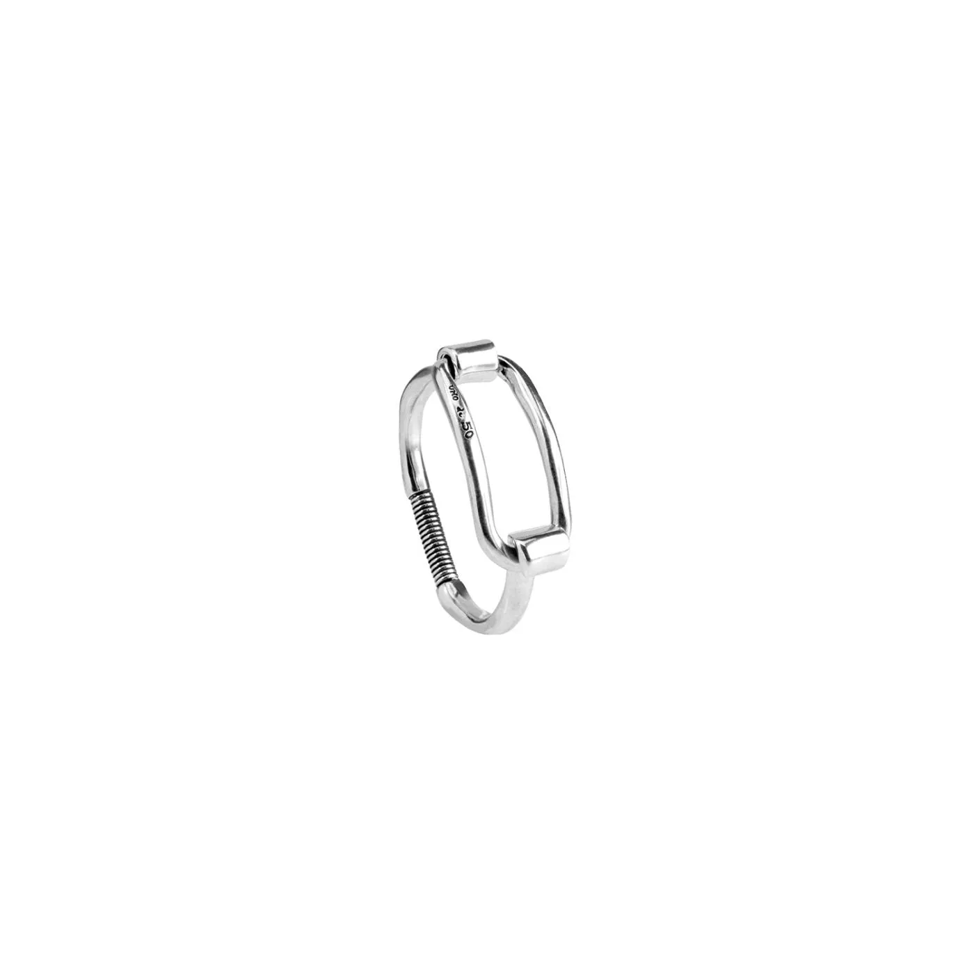 Uno De 50 15MC Silver Plating "Swan" Rectangular Central Buckle Bangle (Small)