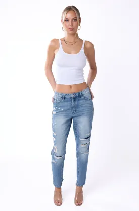 Vervet Straight Leg Relaxed Fit Medium Wash Denim