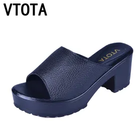 VTOTA Summer Shoes Fashion Shoes Women High Heels Slippers Leather Platform Sandals Ladies Wedges Sandals woman Flip Flops X204