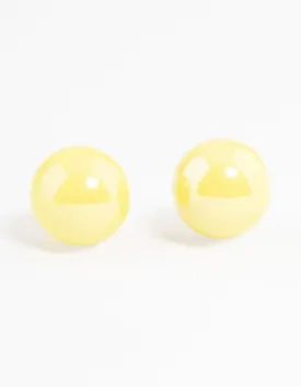 Yellow Shiny Ball Stud Earrings